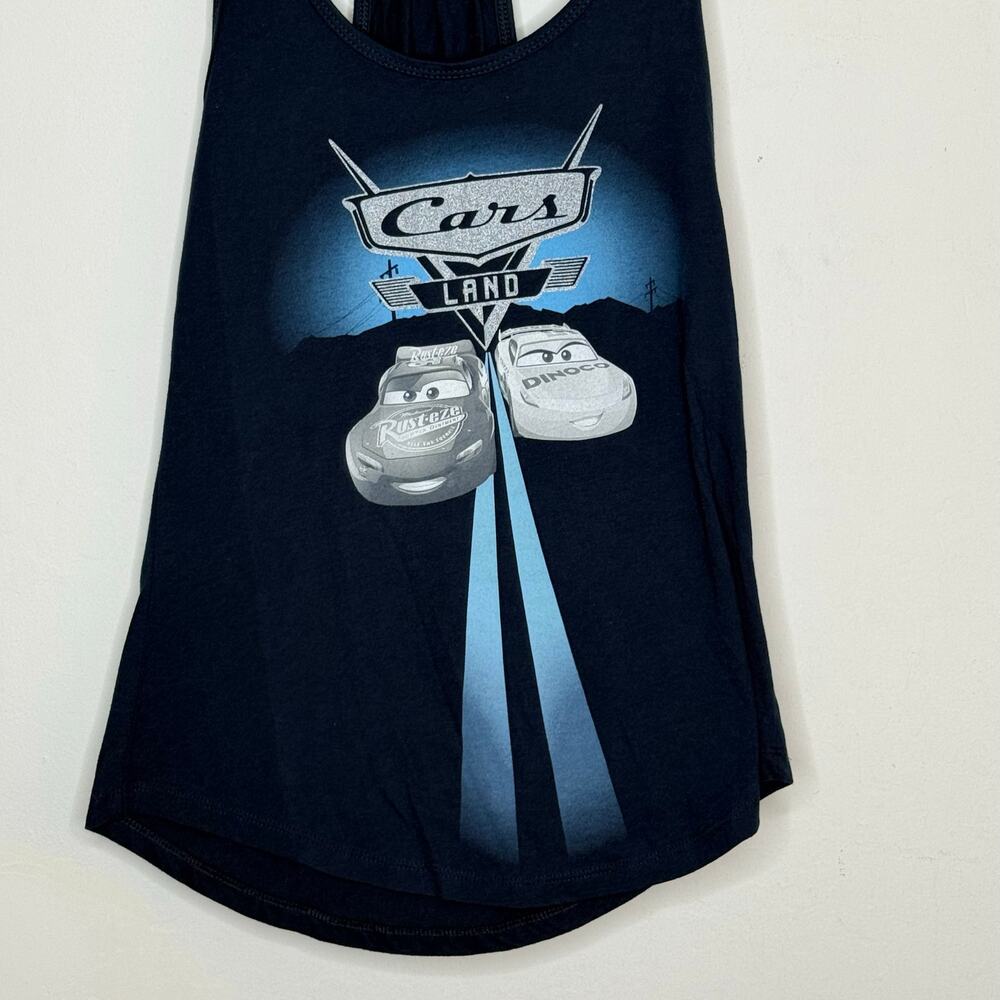 Disney Parks Cars Navy Tank Top Women's Small Lightning McQueen Mater Racerback - Picture 4 of 7